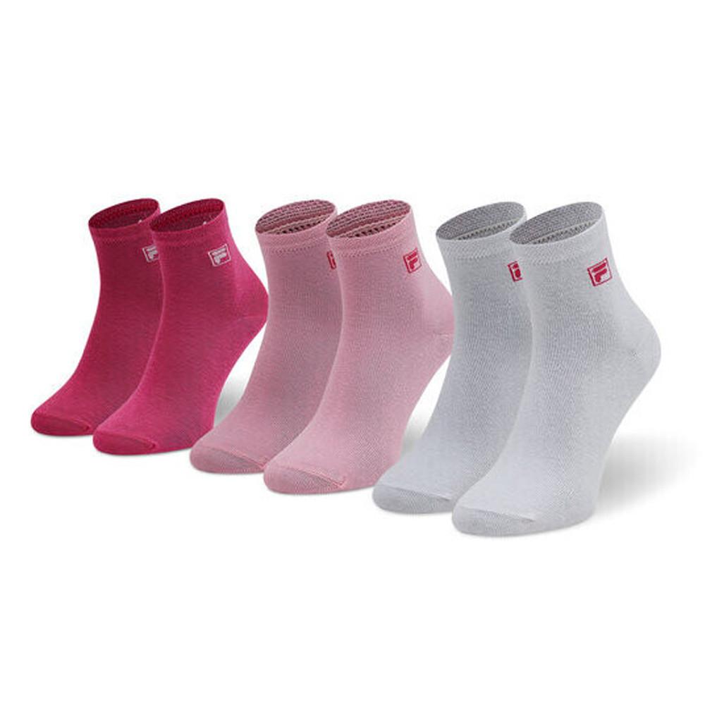 X3 Paires de Chaussettes Rose/Blanc Mixte Fila Quarter pas cher