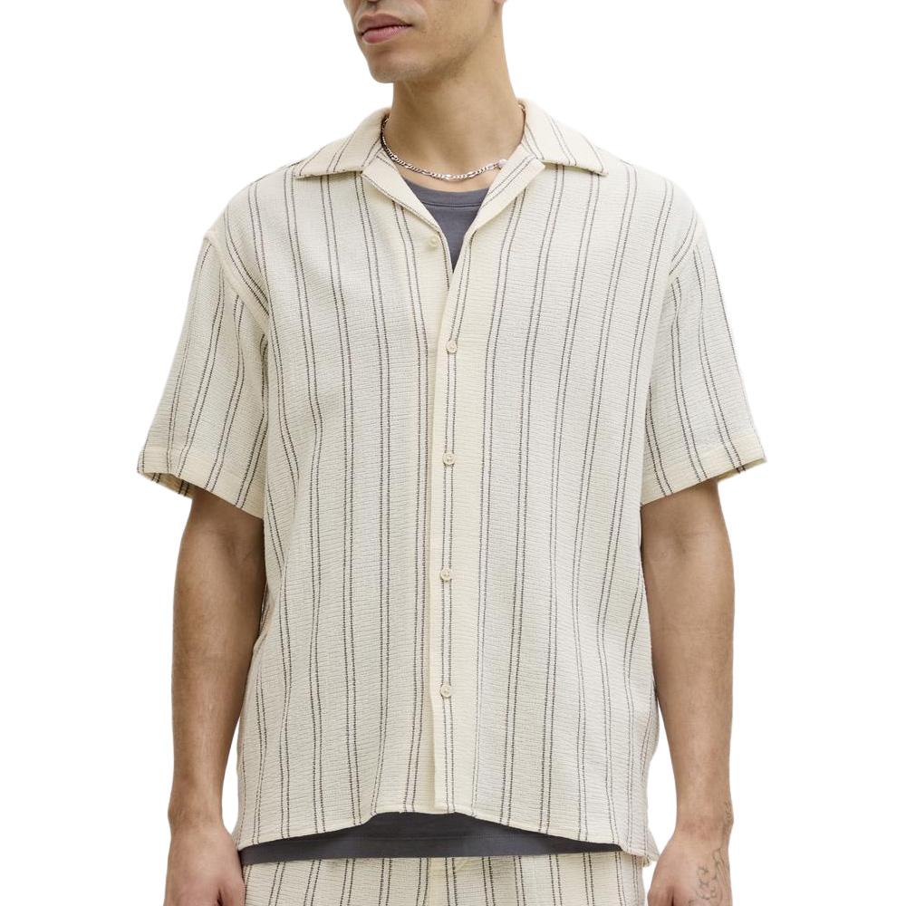 Chemise Rayure Écru/Taupe Homme Jack & Jones Stripe Resort pas cher