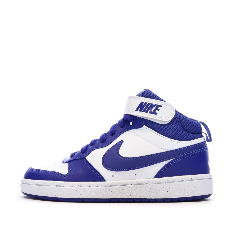 Baskets Blanches/Bleu Femme Nike Court Borough Mid 2 pas cher