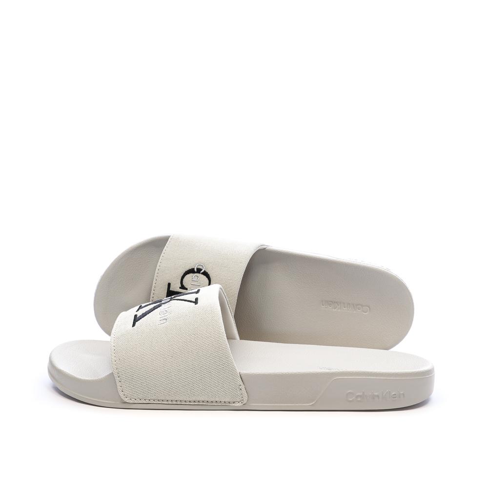 Claquette Beige Homme Calvin Klein Jeans Slide pas cher