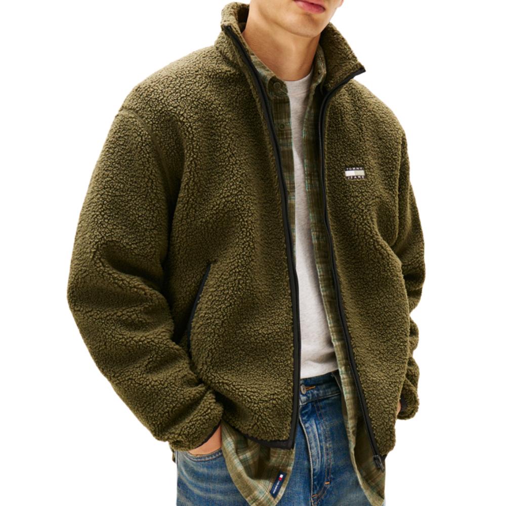 Veste en Sherpa Vert Homme Tommy Hilfiger Badge pas cher