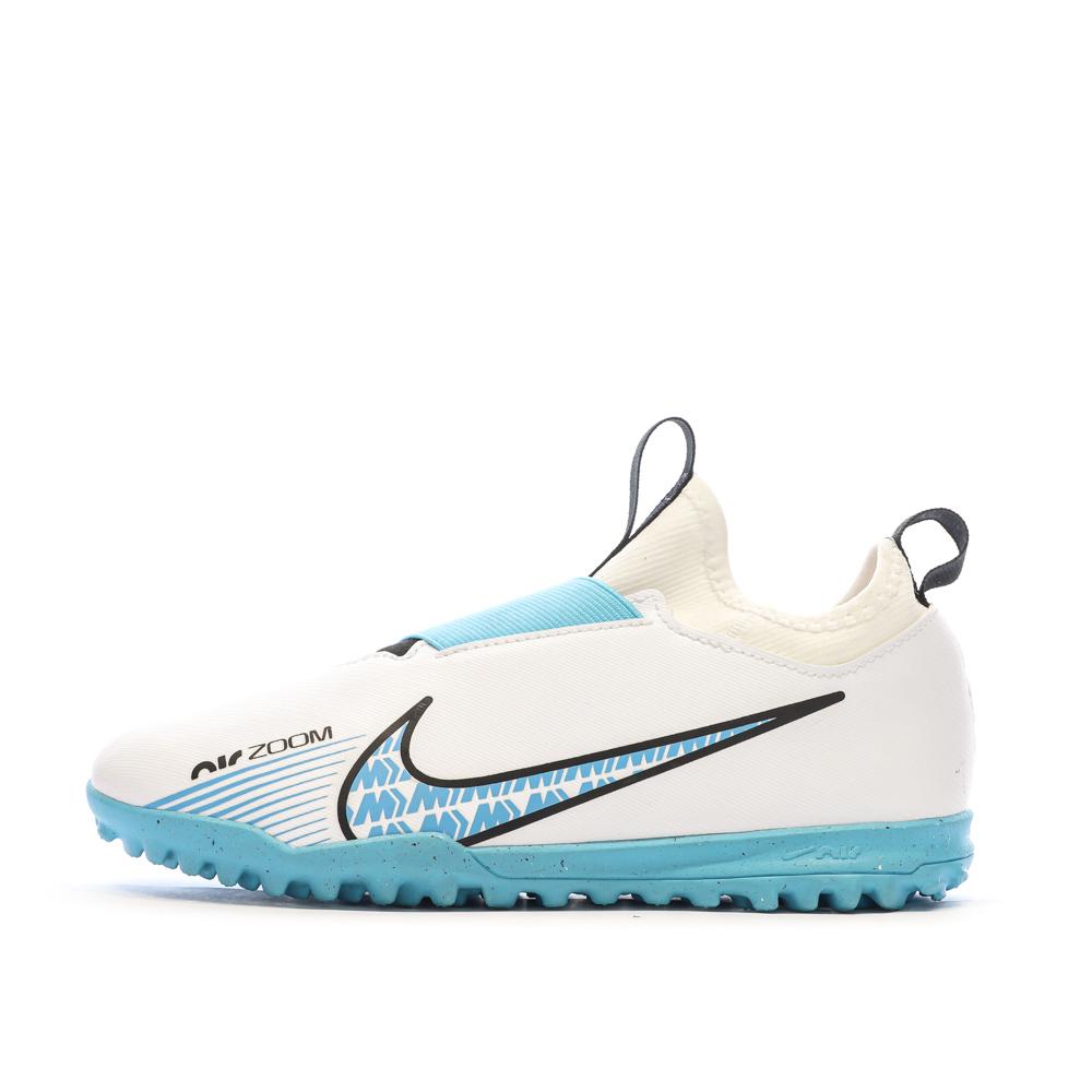 Chaussures de Football Blanc/Bleu Junior Nike Zoom Vapor 15 Academy TF pas cher
