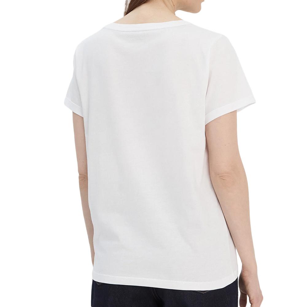 T-Shirt Blanc Femme Tommy Hilfiger Sleeve vue 2