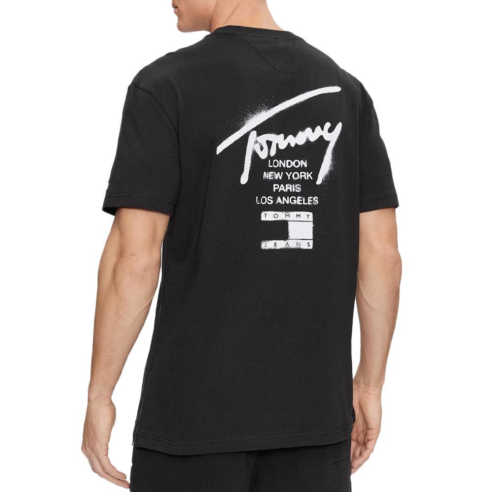 T-shirt Noir Homme Tommy Hilfiger Spray Signa vue 2