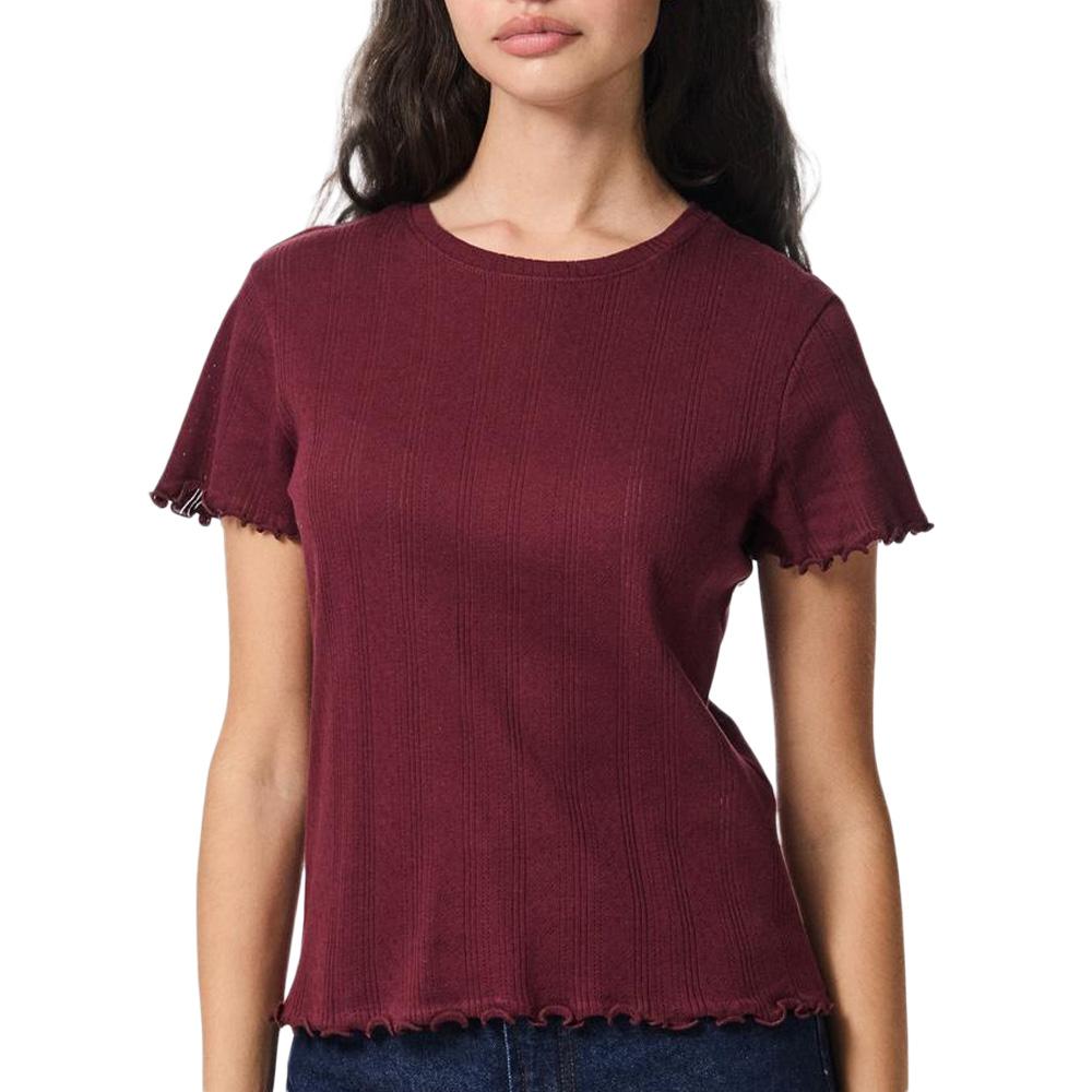 T-Shirt Bordeaux Femme Pieces Marie pas cher