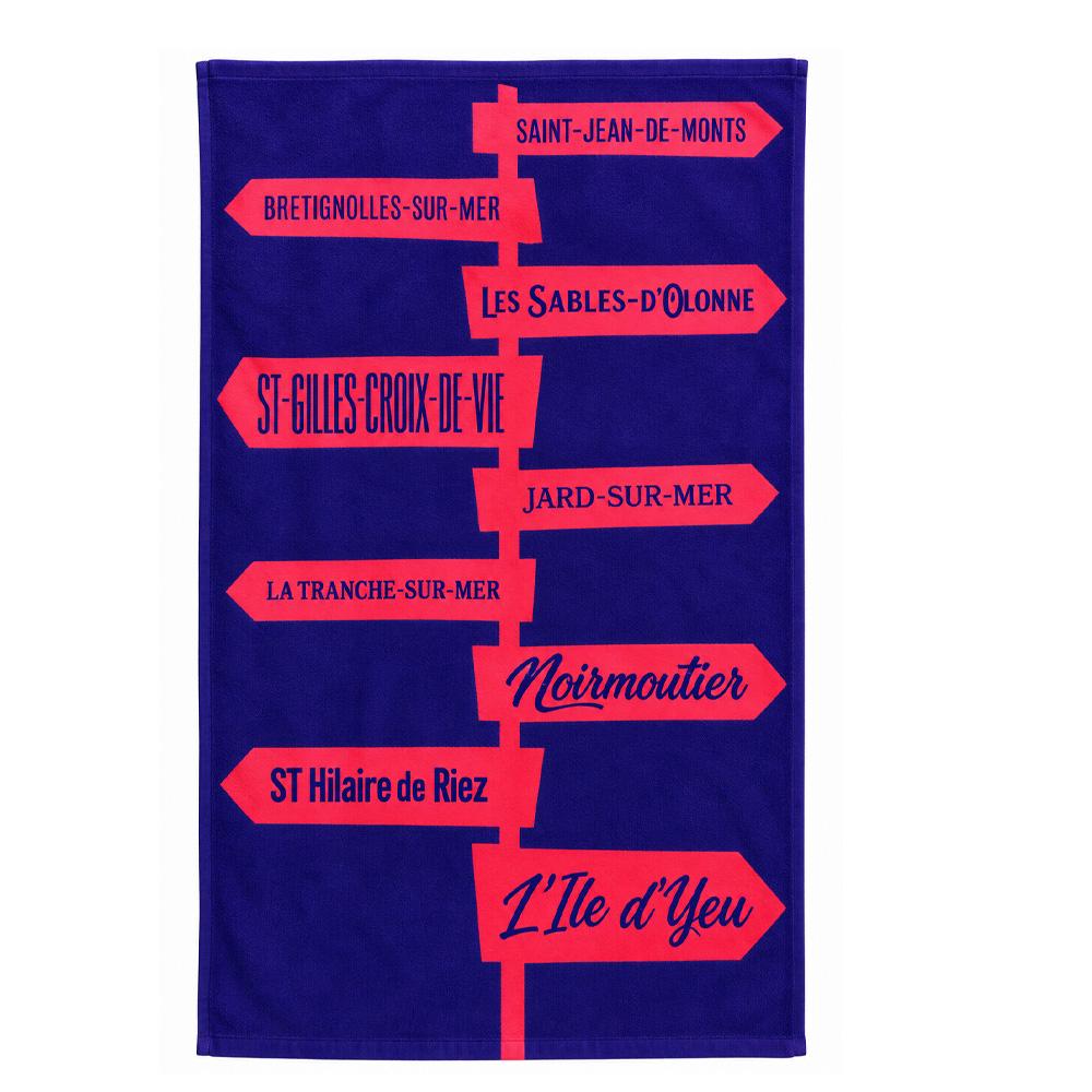 Serviette de plage Marine/Rouge 90x160 Vendee pas cher