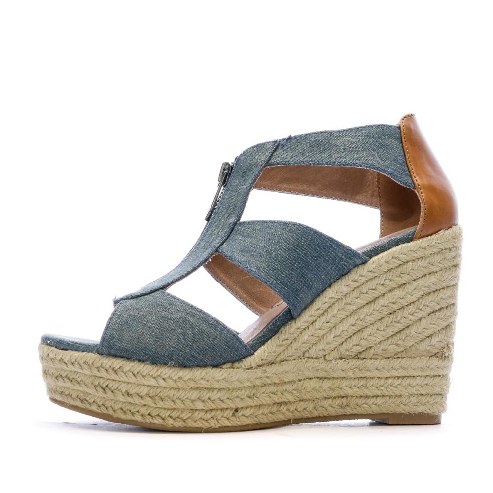 Sandales compensées Bleu Jean Femme Chattawak Debby pas cher