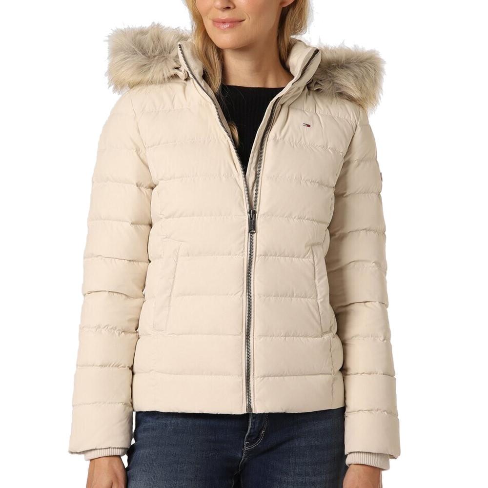 Doudoune Beige à capuche Femme Tommy Jeans pas cher