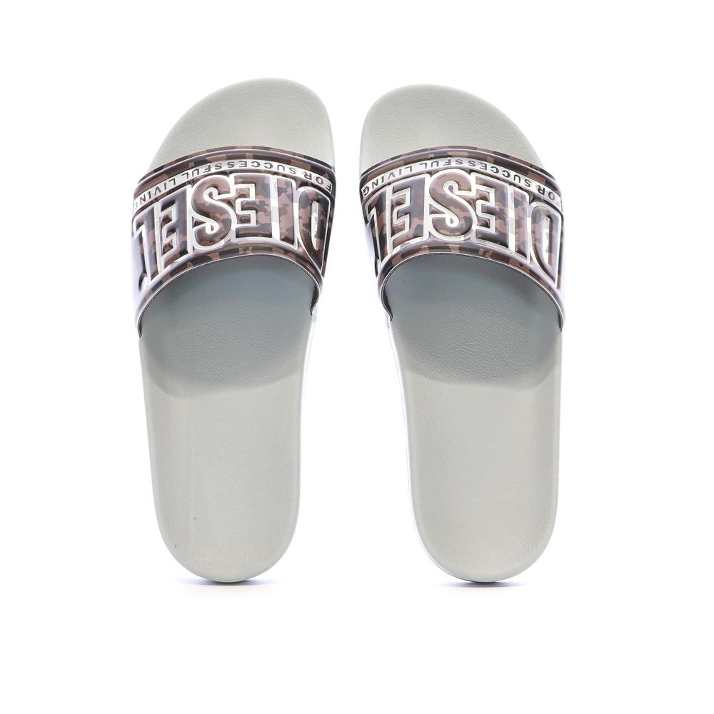 Claquettes Blanc/Noir Homme Diesel Mayemi vue 3