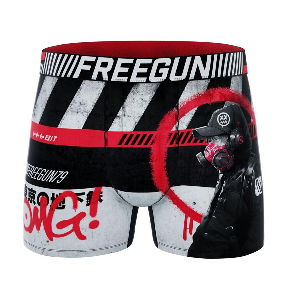 Boxer Noir/Rouge/Gris Garçon Freegun OMG pas cher