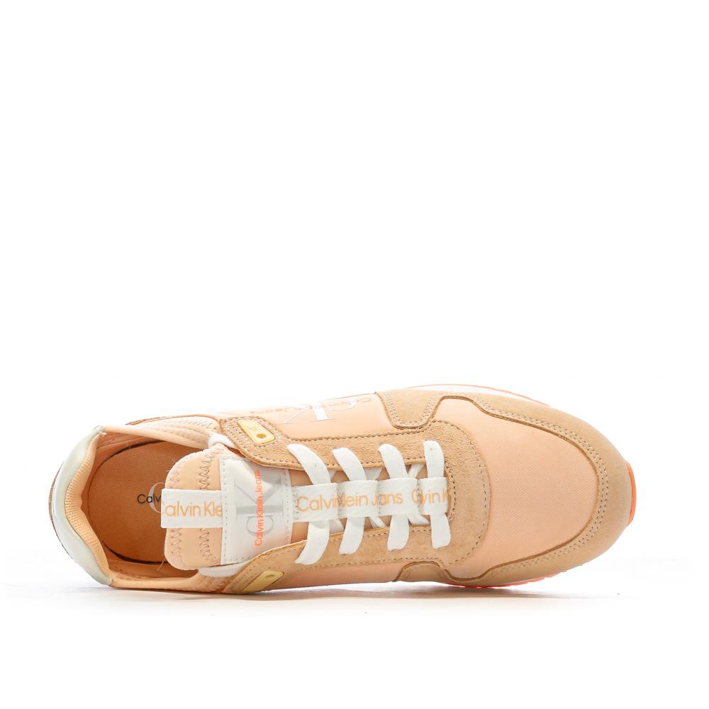 Baskets Orange/Beige Femme Calvin Klein Jeans Runner Sock vue 4