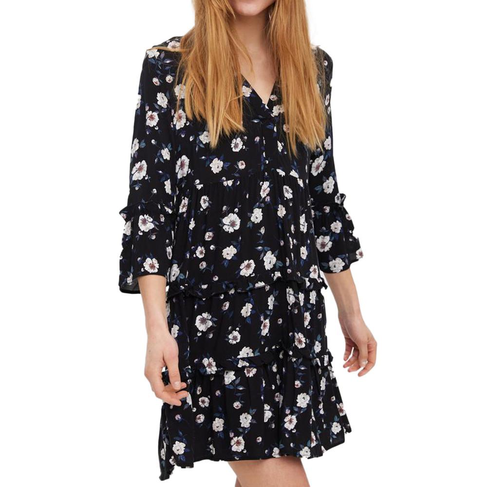 Robe Noir à fleurs Femme Vero Moda Easy pas cher