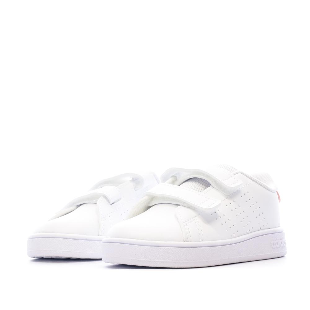 Baskets blanc/rose bébé fille Adidas Advantage vue 6