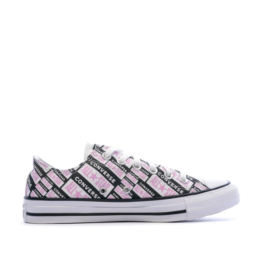 Baskets Rose/Blanche Femme Converse OX vue 2