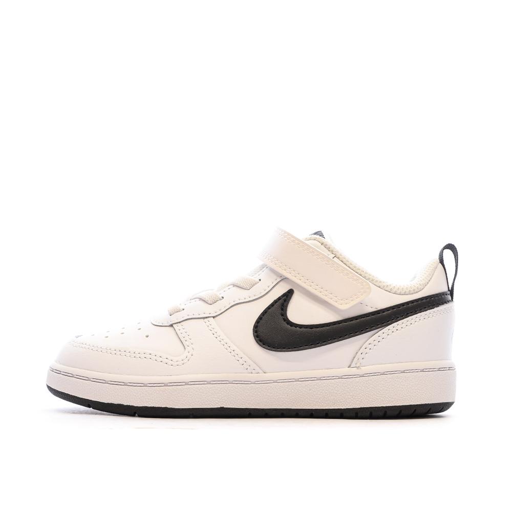 Baskets Blanches/Noires Garçon Nike Court Borough pas cher