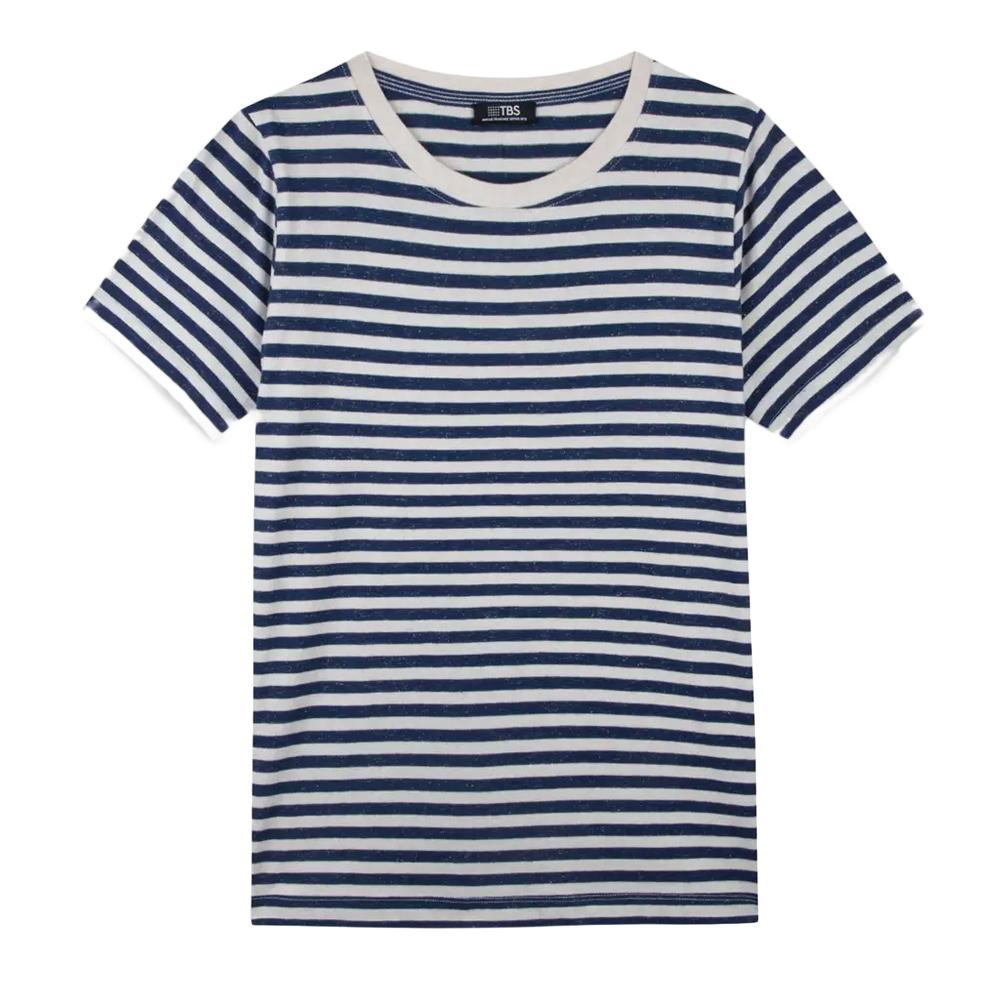 Camiseta azul marino/blanca para mujer TBS Encre barato