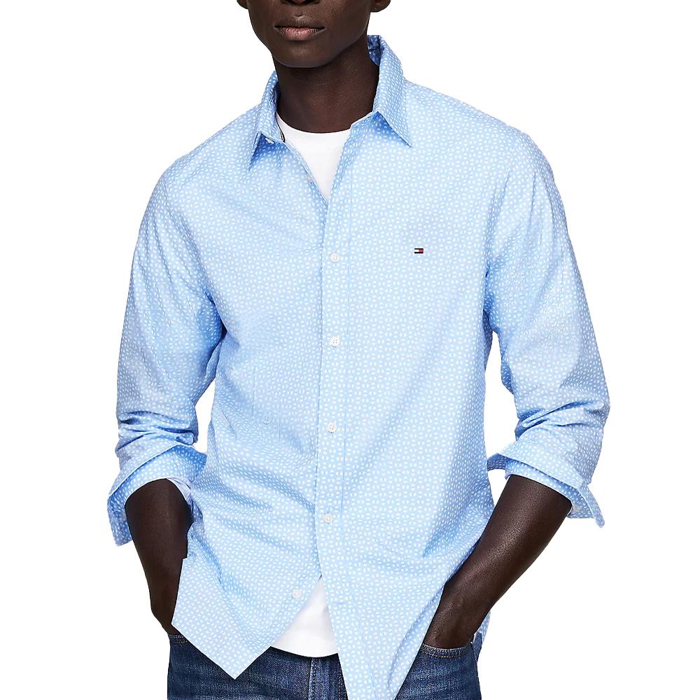 Chemise Bleu Homme Tommy Hilfiger Poplin 0GY pas cher