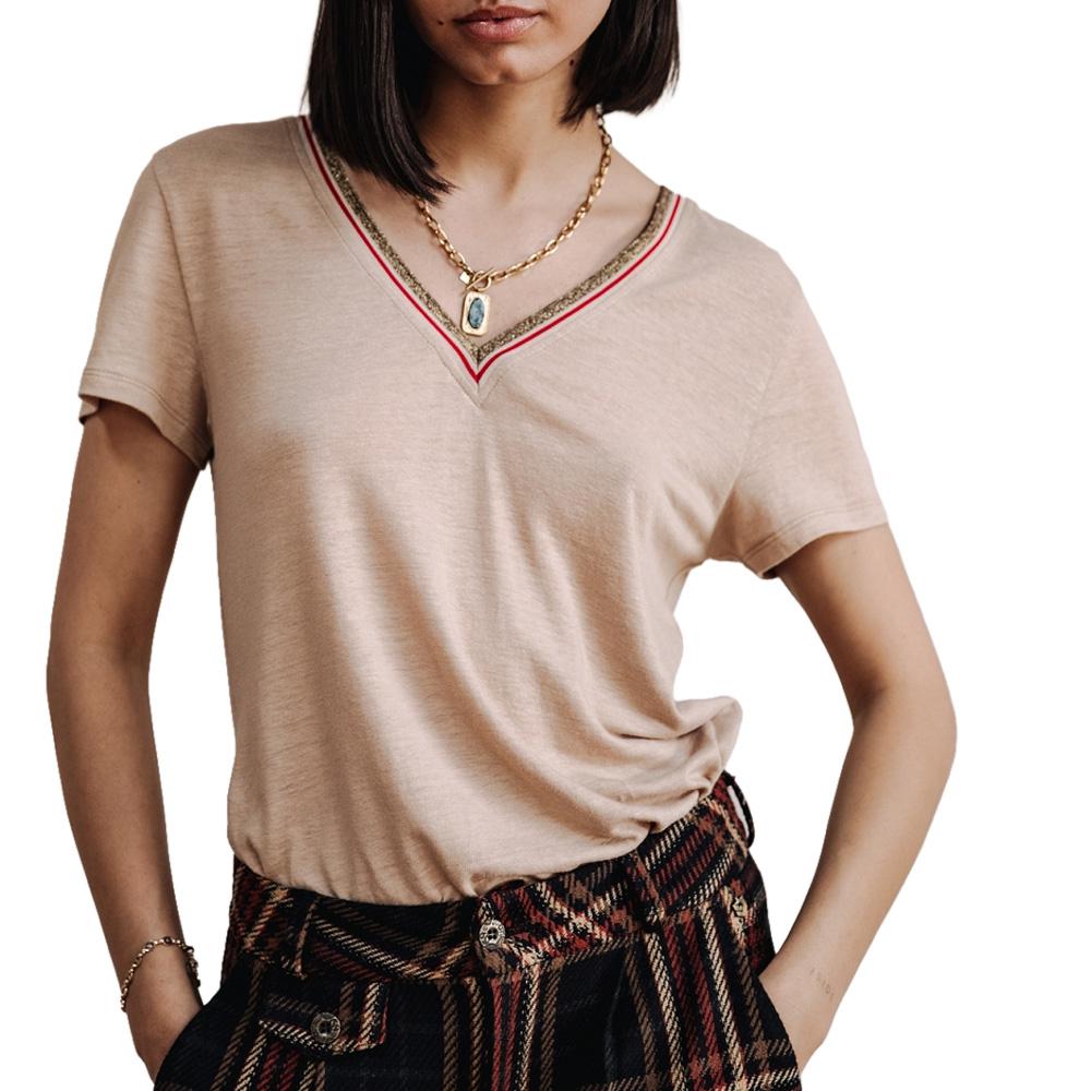 Camiseta beige para mujer FREEMAN PORTER Tonia Linen barato