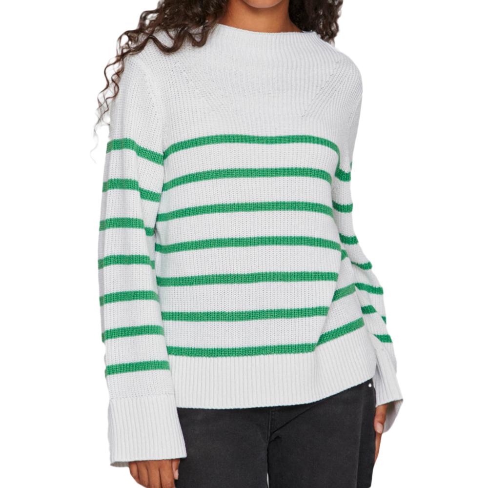 Pull Blanc/Vert Femme Vila Stripe pas cher