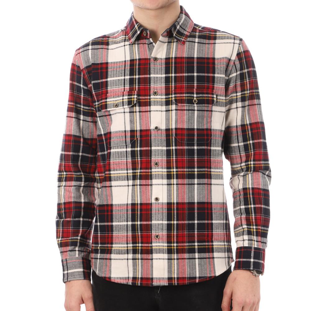 Chemise à Carreaux Rouge/Marine Homme C17 Flanelle pas cher