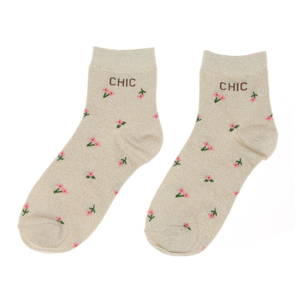 Stella Green Chic Women’s Beige Floral Socks affordable