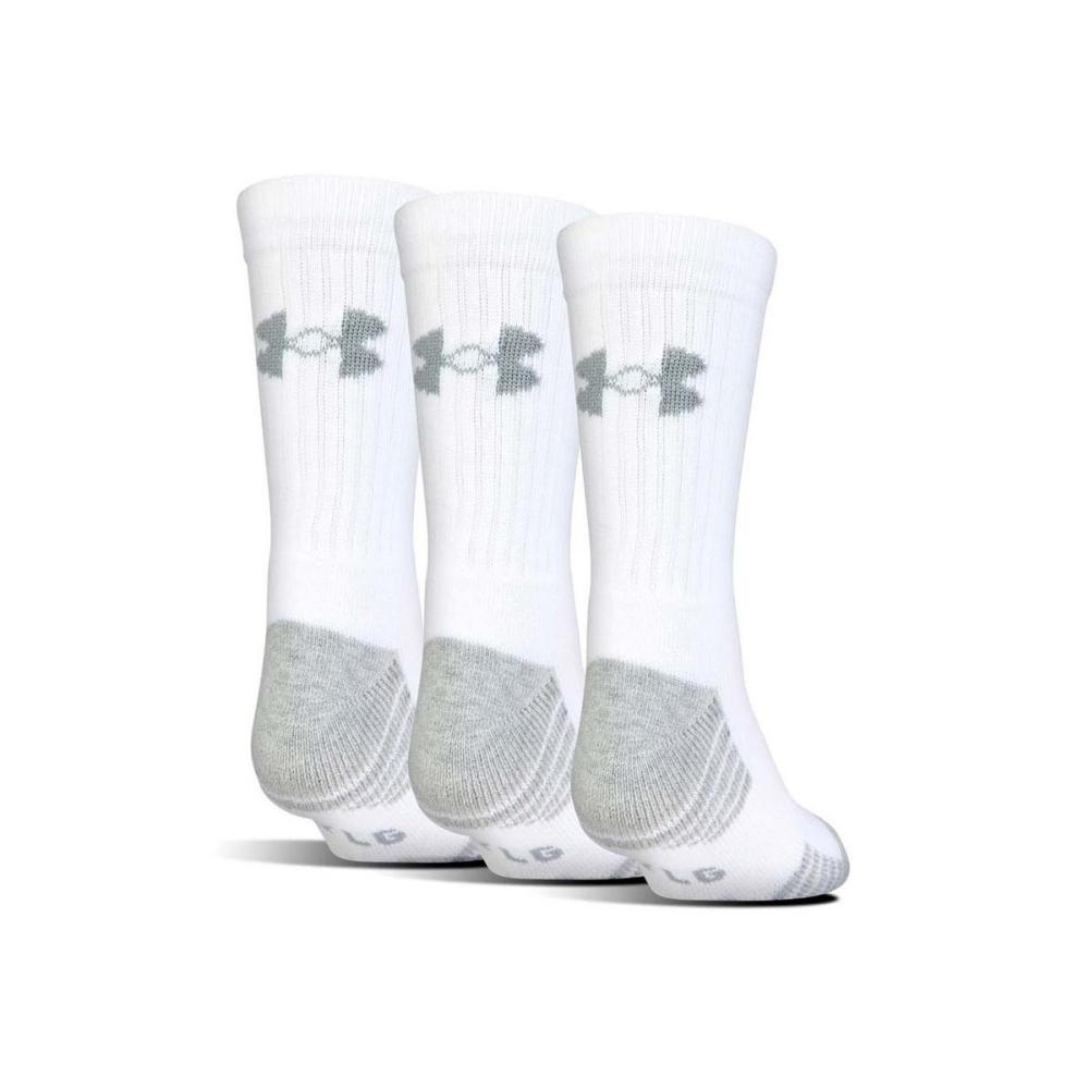 Chaussettes Blanches garçon/fille Under Armour Heatgear Crew (Pack 3) pas cher