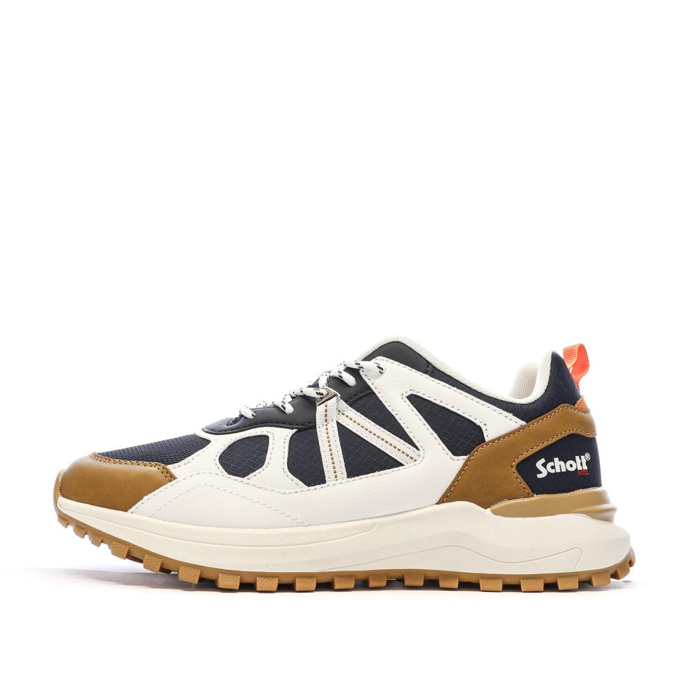 Baskets Blanches/Noires/Camel Homme Schott Heck pas cher