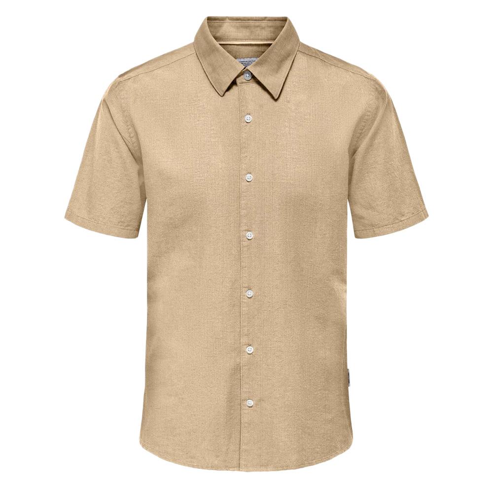 Chemise Manches Courtes Beige Homme Only & Sons Cantley pas cher