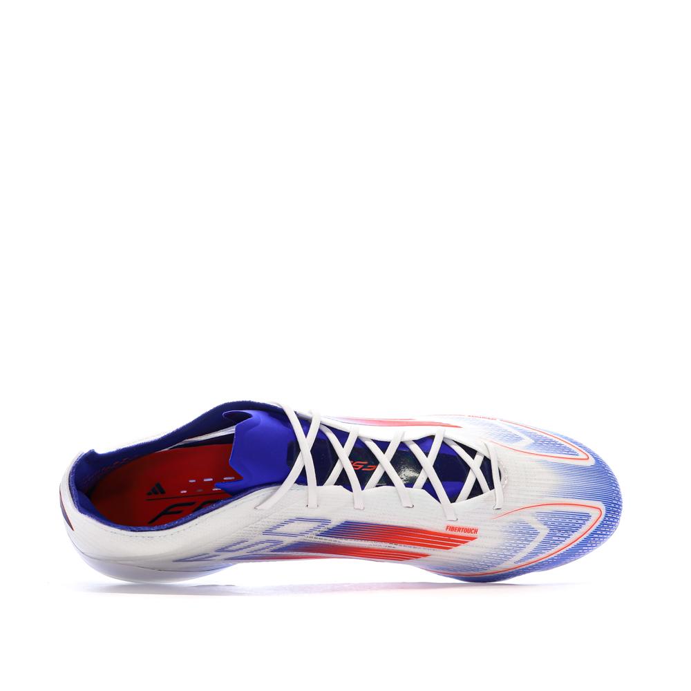 Chaussures de Foot Blanc/Bleu Adidas F50 Elite SG vue 4