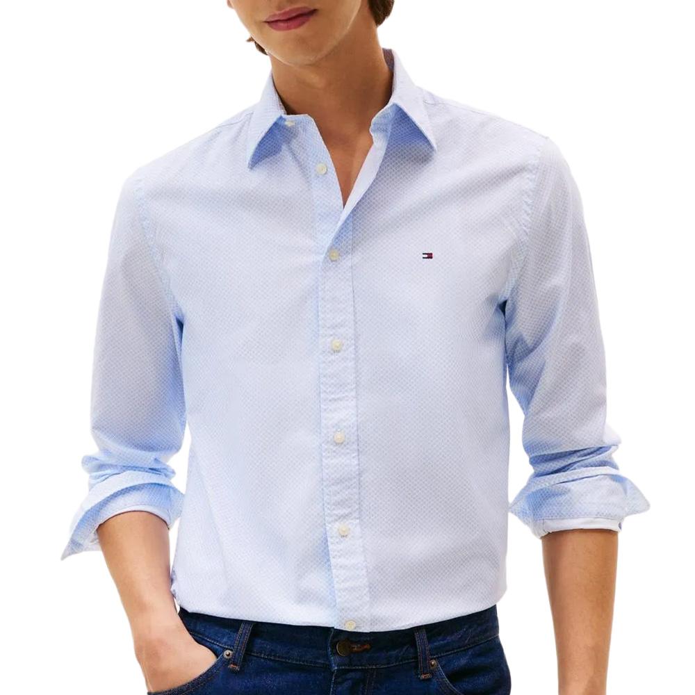 Chemise Bleu Clair Homme Tommy Hilfiger Flex Poplin pas cher