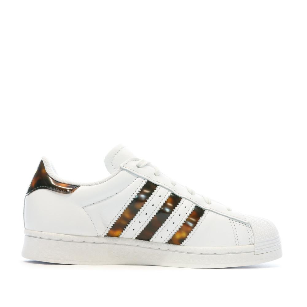 Baskets Blanche/Marron Femme Adidas Superstar vue 2