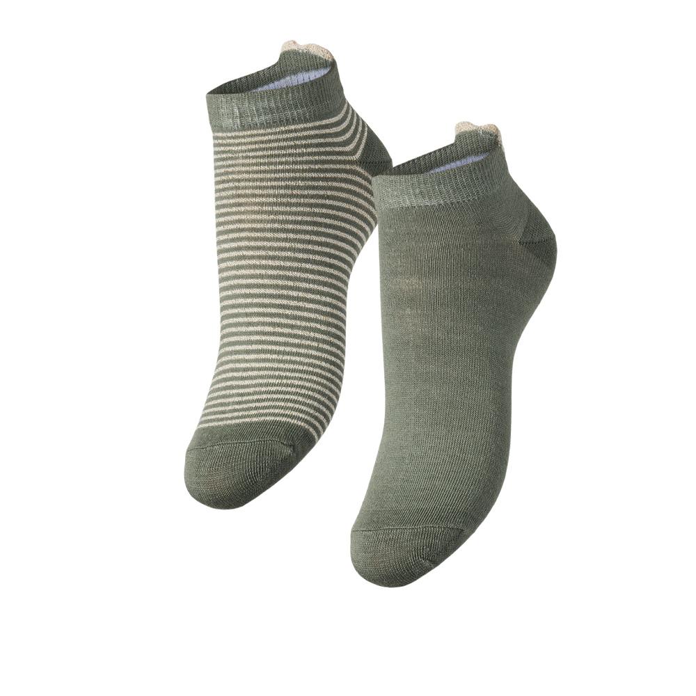 X2 Paires de Chaussettes Kaki Femme Pieces Claura pas cher