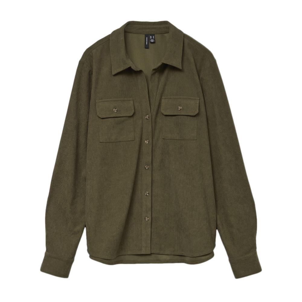 Chemise côteler Kaki Femme Vero Moda Corduroy pas cher