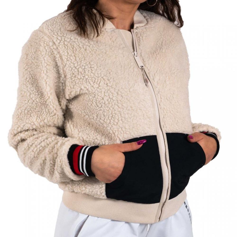 Bomber Écru en sherpa Femme Superdry Storm Preppy pas cher