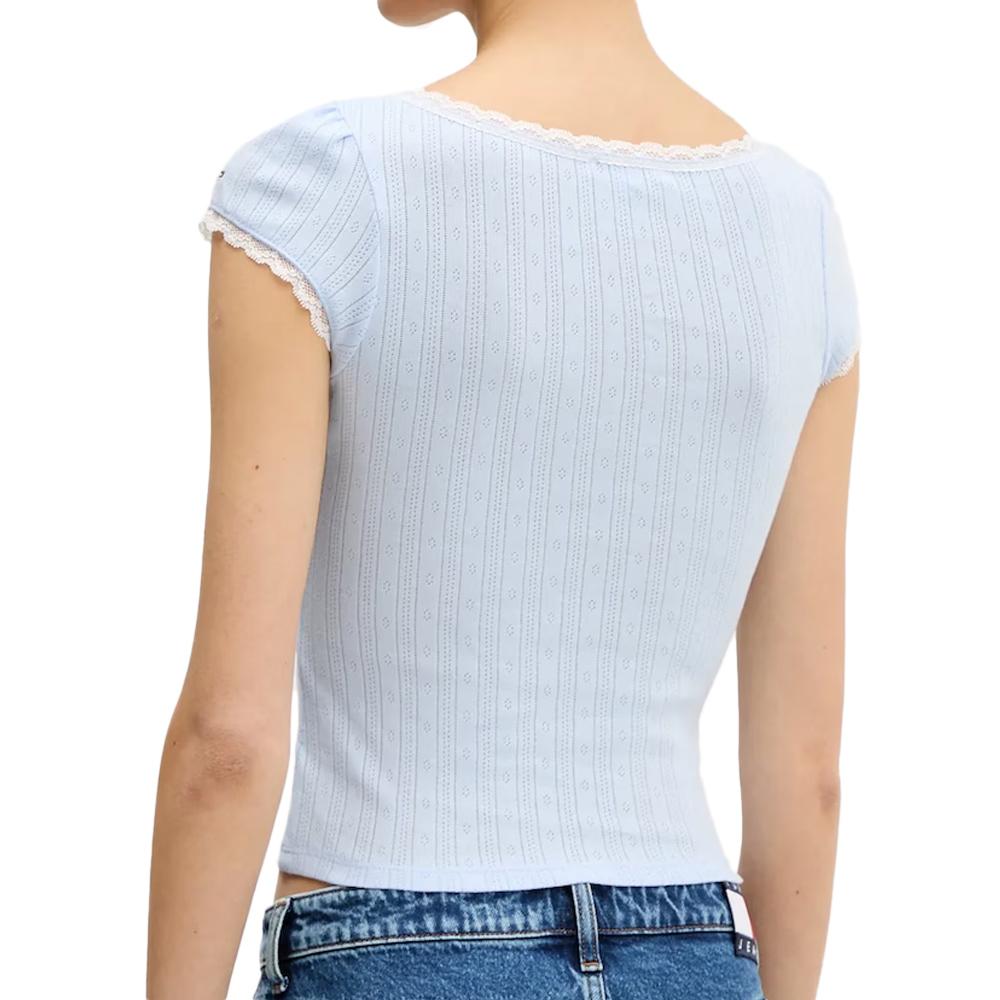 Débardeur Bleu Femme Tommy Hilfiger Pointell vue 2
