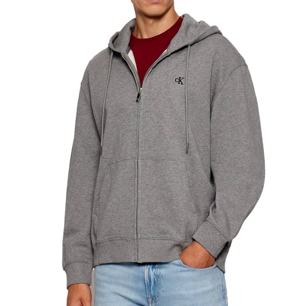 Sweat Zippé Gris Homme Calvin Klein Jeans Terry Monog pas cher