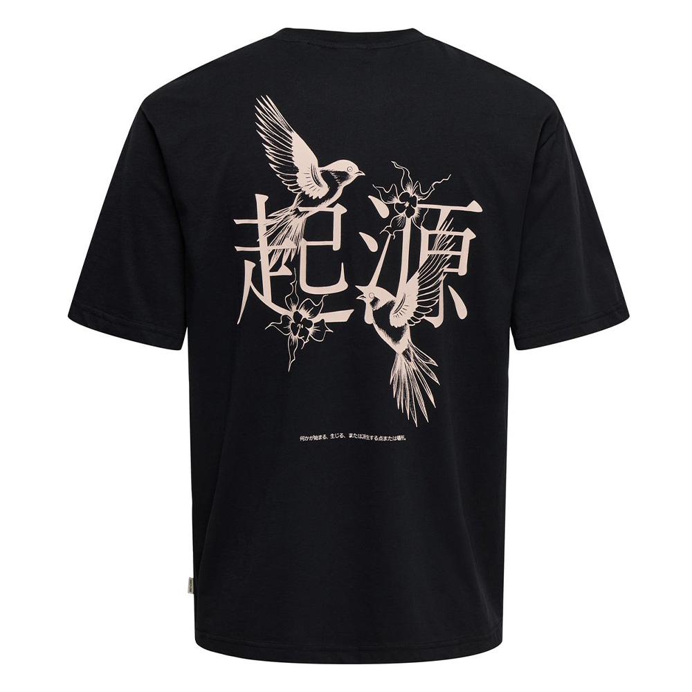 T-Shirt Noir/Rose Homme Only & Sons Tristan vue 2