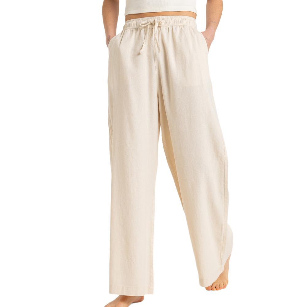 Pantalon fluide en Lin Écru Femme Roxy Lekeitio Break pas cher