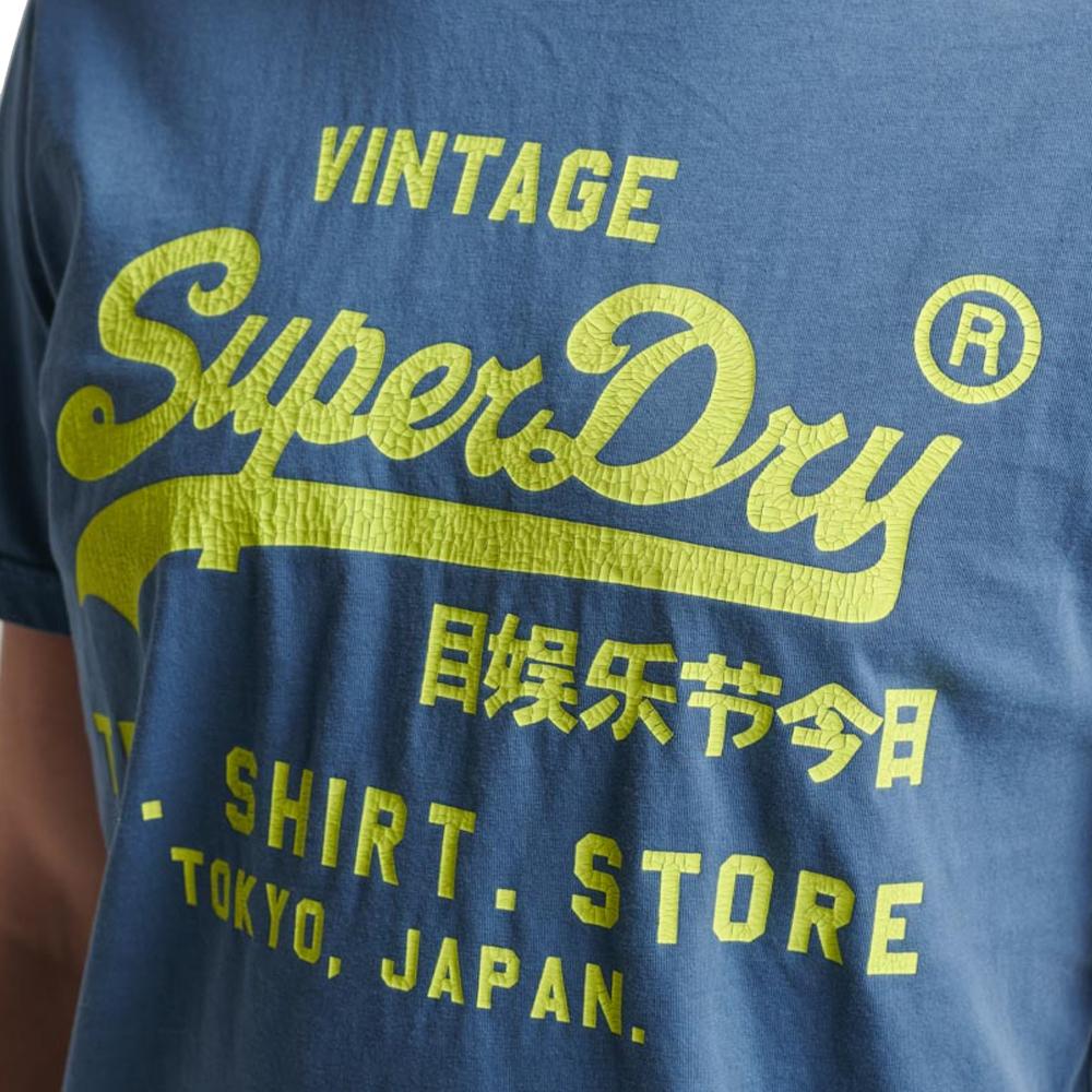 T-shirt Bleu Homme Superdry Neon Vl vue 2