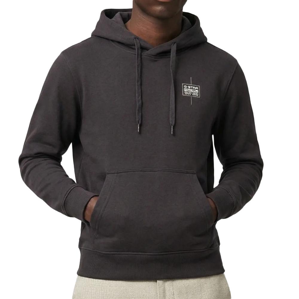 Sweat Gris Homme G-Star RAW Logo Hooded pas cher