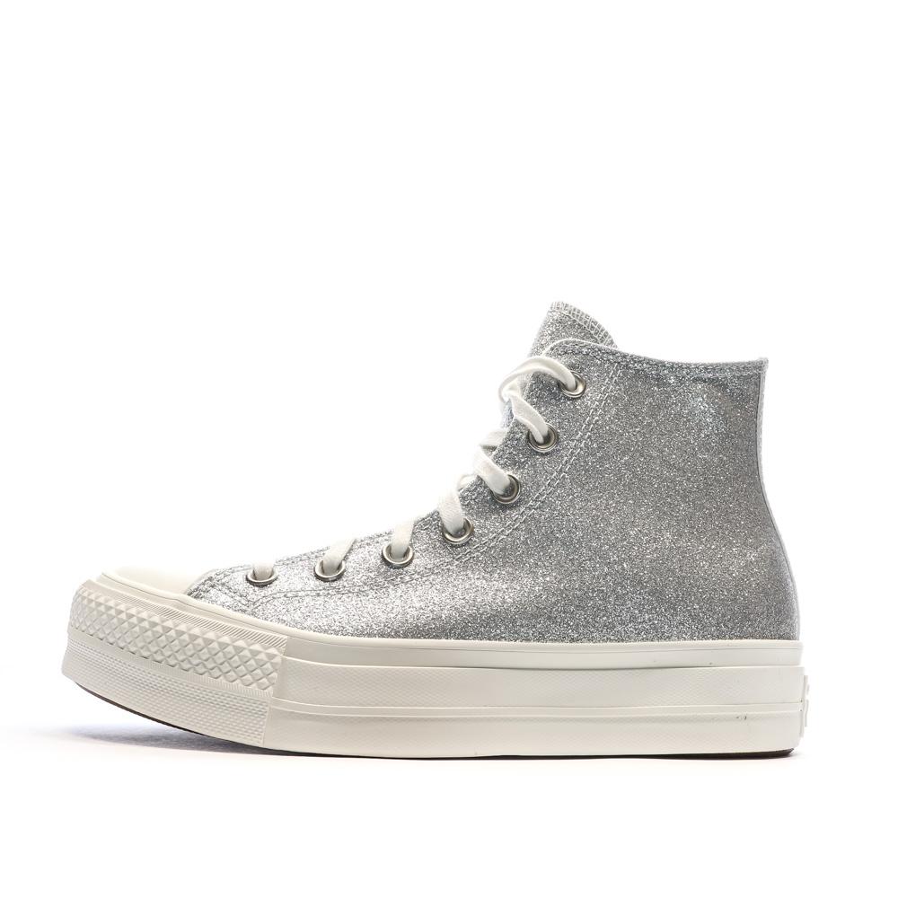 Baskets Argentés Femme Converse Chuck Taylor All Star Lift vue 2