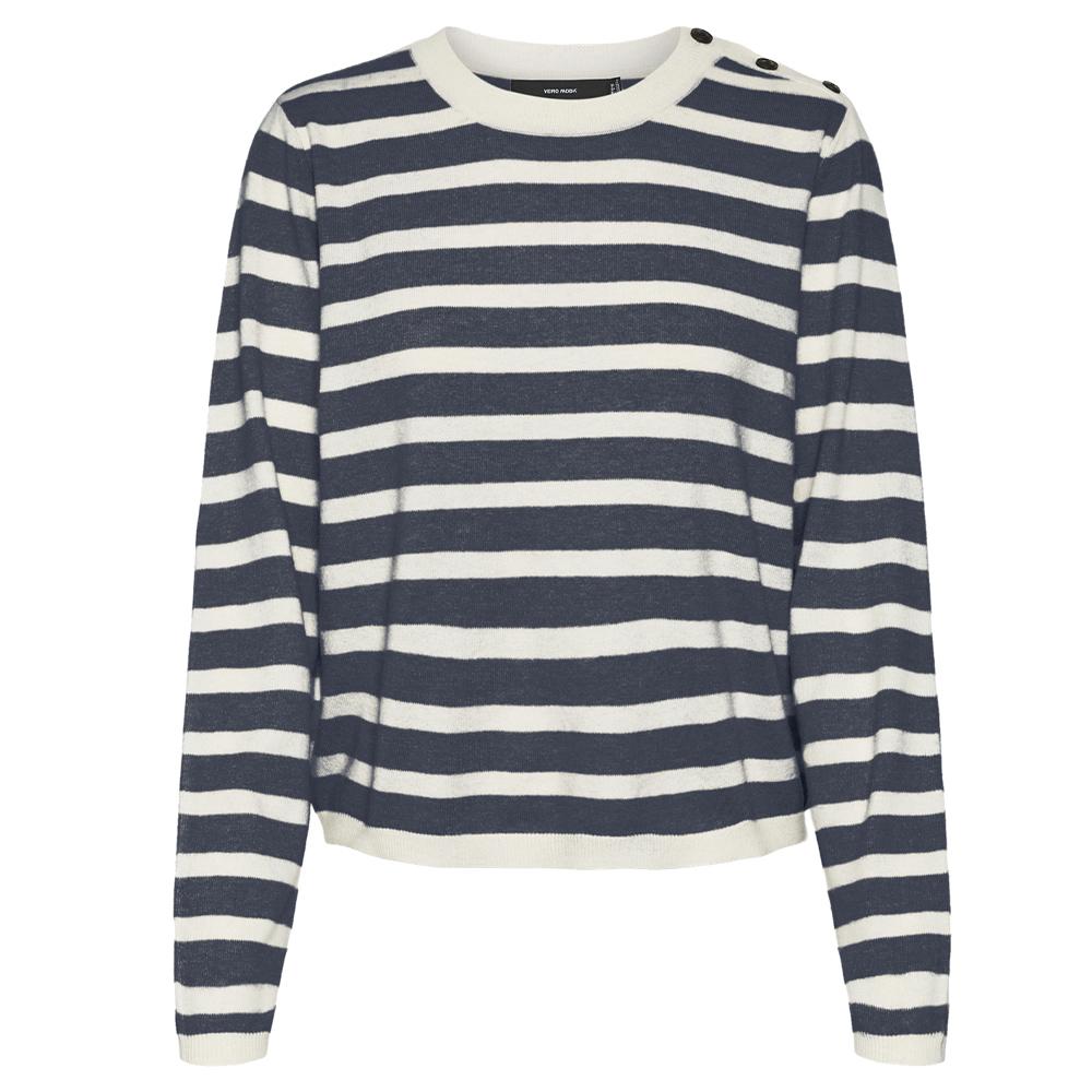 Pull Rayure Marine/Écru Femme Vero Moda Fantastic Button vue 3