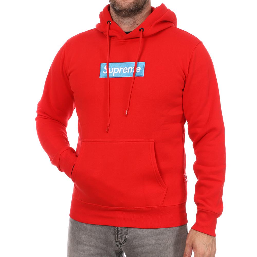 Sweat à Capuche Rouge/Bleu Homme Supreme Grip Diego pas cher