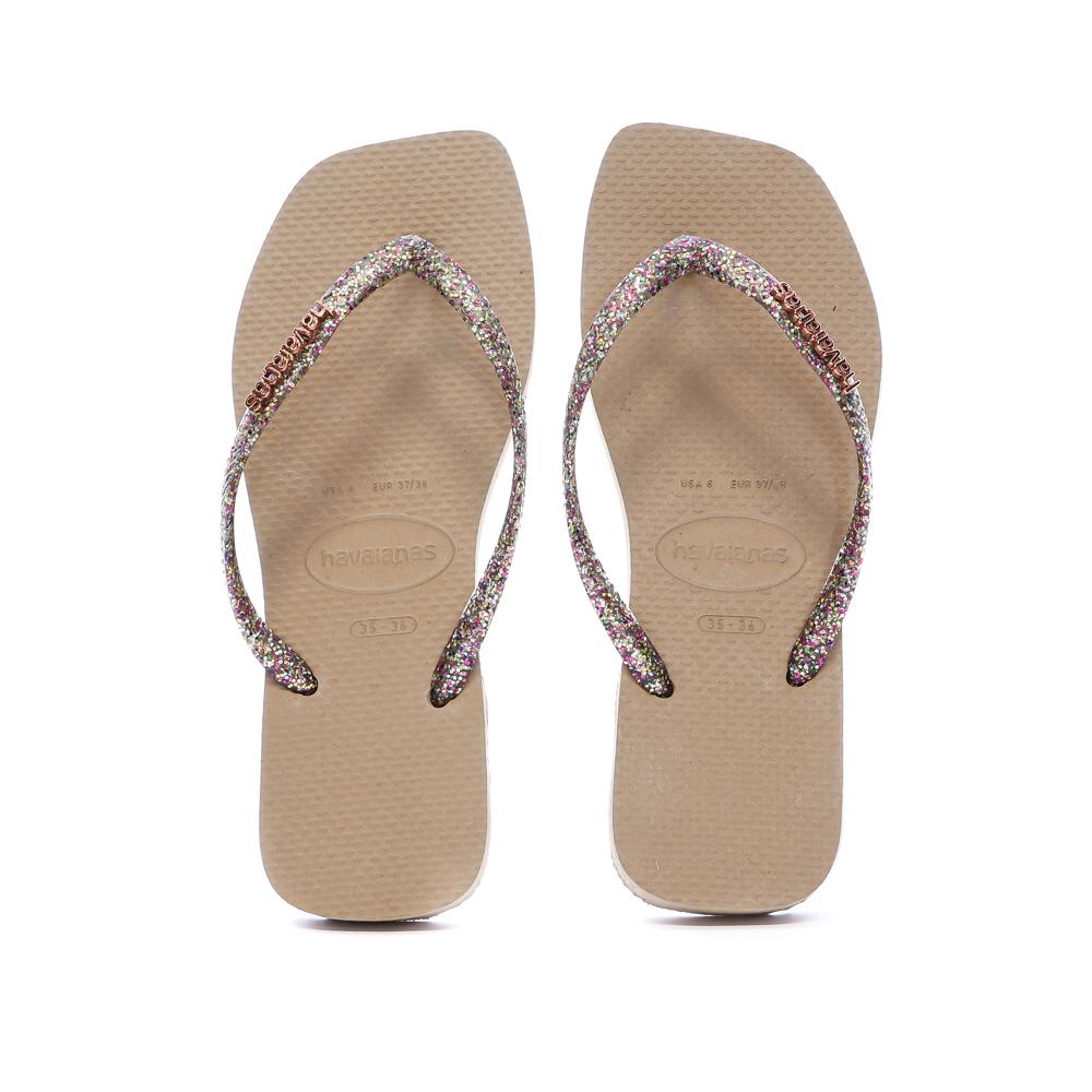 Tongs Marrons Femme Havaianas Hav Square Logo vue 3