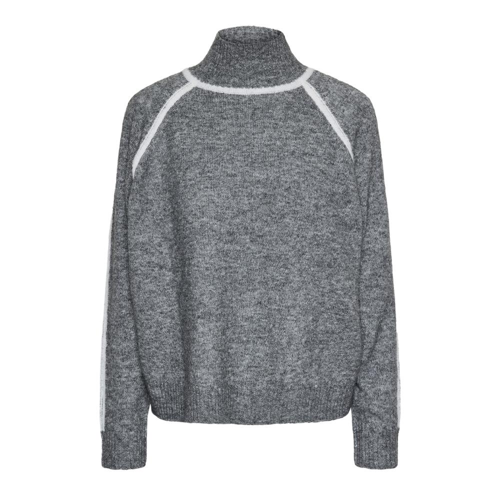 Pull Gris/Blanc Femme Pieces Lola pas cher