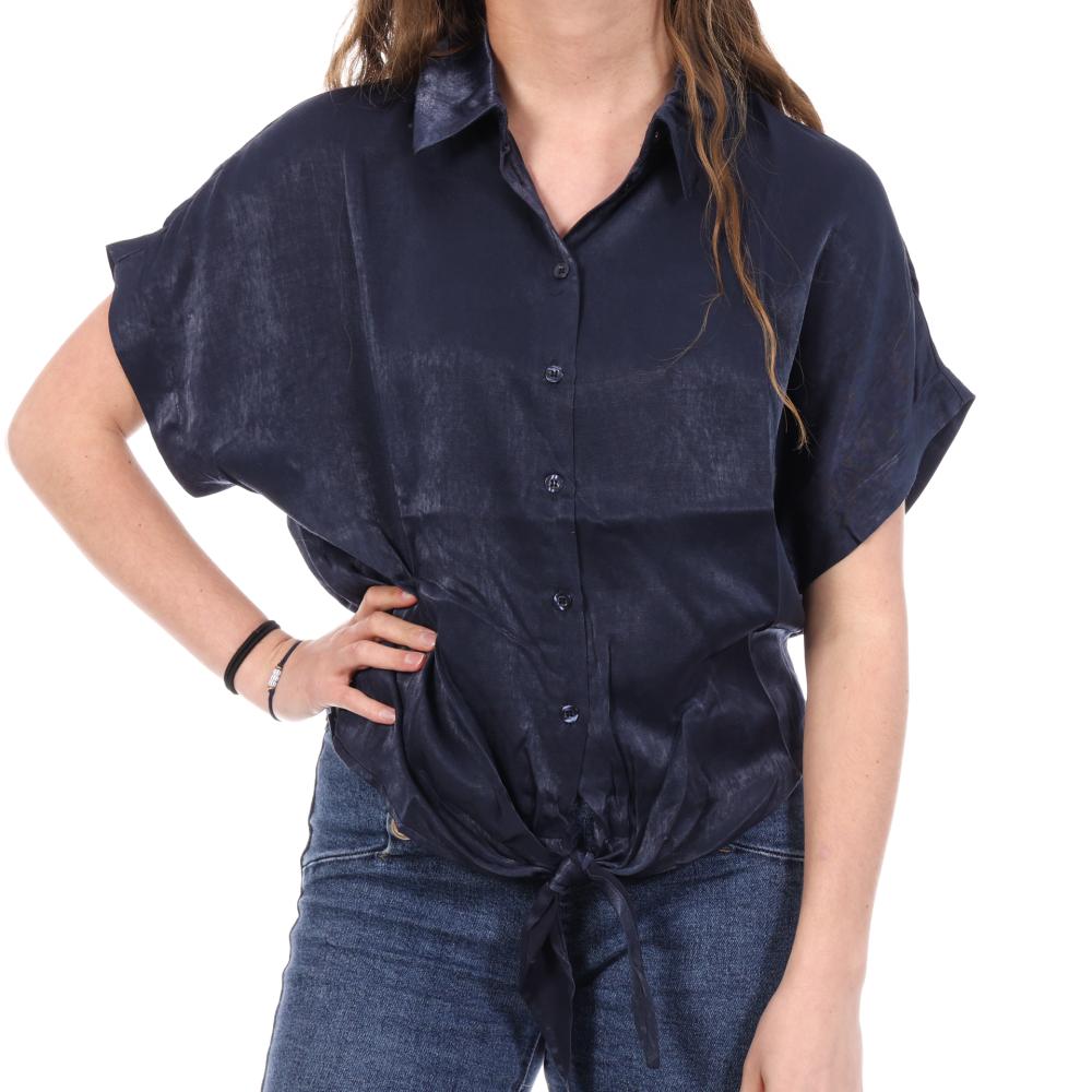 An'ge Leonie Women's Satin Navy Shirt affordable