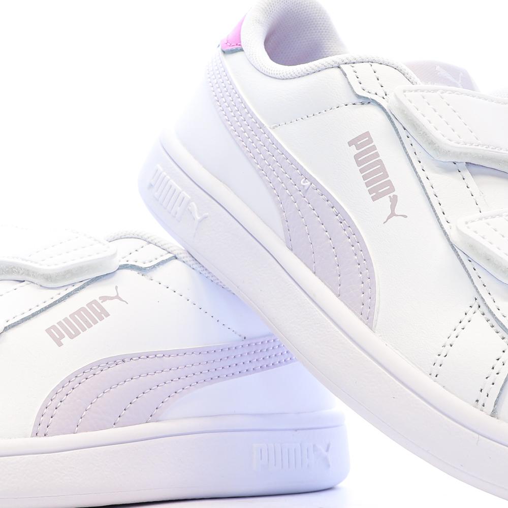 Baskets Blanc/Rose Fille Puma Smash 3.0 vue 7