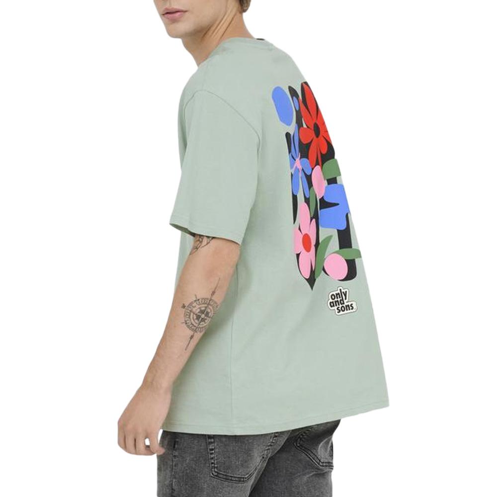 T-shirt Vert Homme Only & Sons Flower vue 2