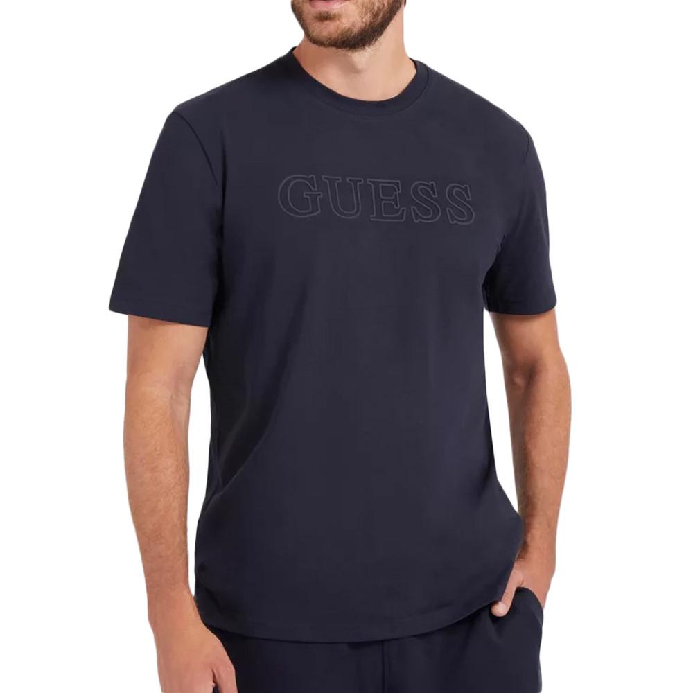 T-shirt Marine Homme Guess Alphy pas cher