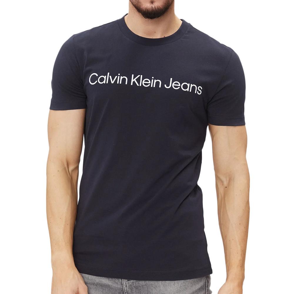 T-shirt Marine Homme Calvin Klein Jeans Institutional pas cher